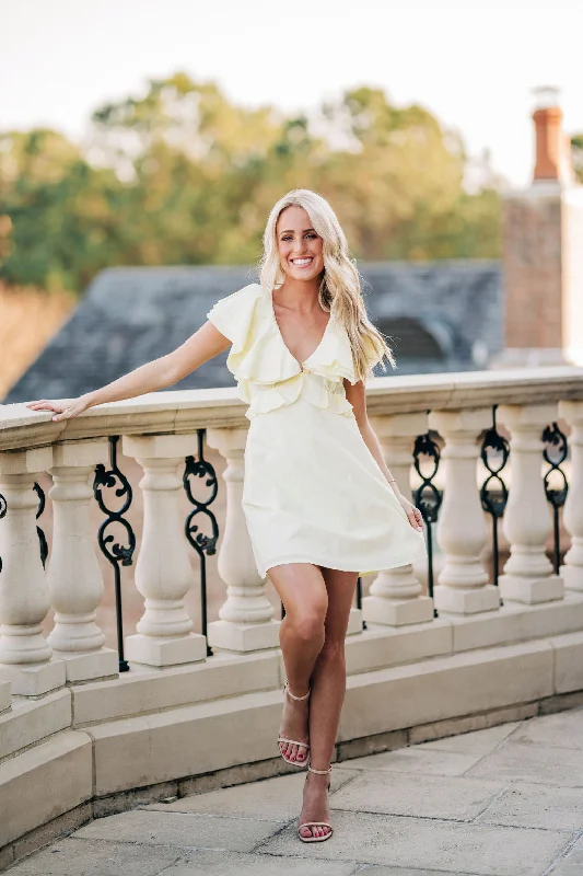 Franny Mini Dress - Lemon Elegant Vintage Mini Dress