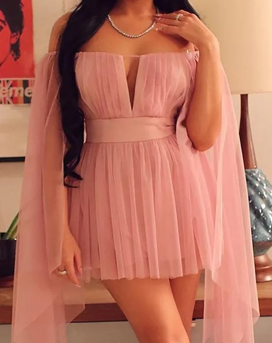 Cape Design Deep Mini Dress homecoming dresses cg3988 Comfortable Casual Mini Dress