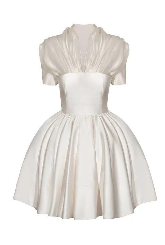 Ivory Silk Shadow Mini Dress Classic Striped Mini Dress