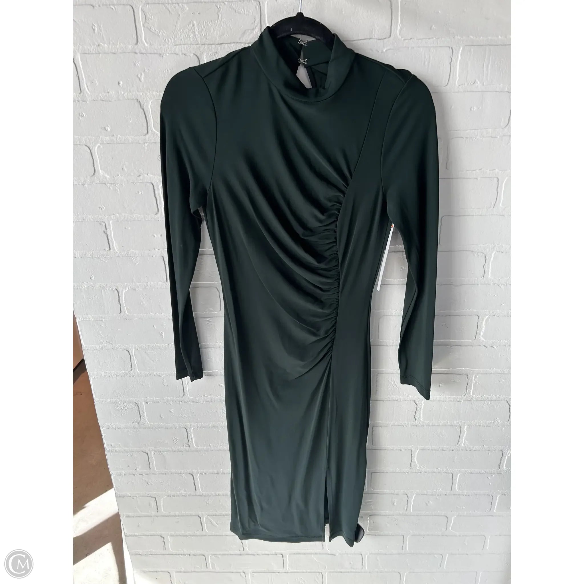 Dress Party Midi By Bebe In Green, Size: Xs Tunics Satin smooth