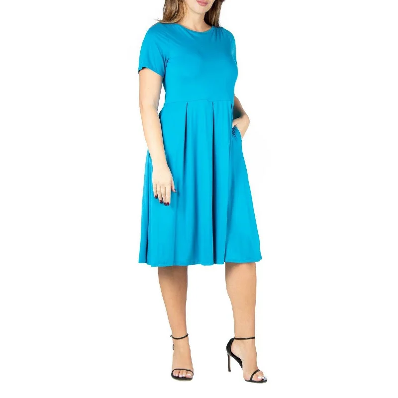 Womens Polyester Fit & Flare Dress Elegant Long Evening