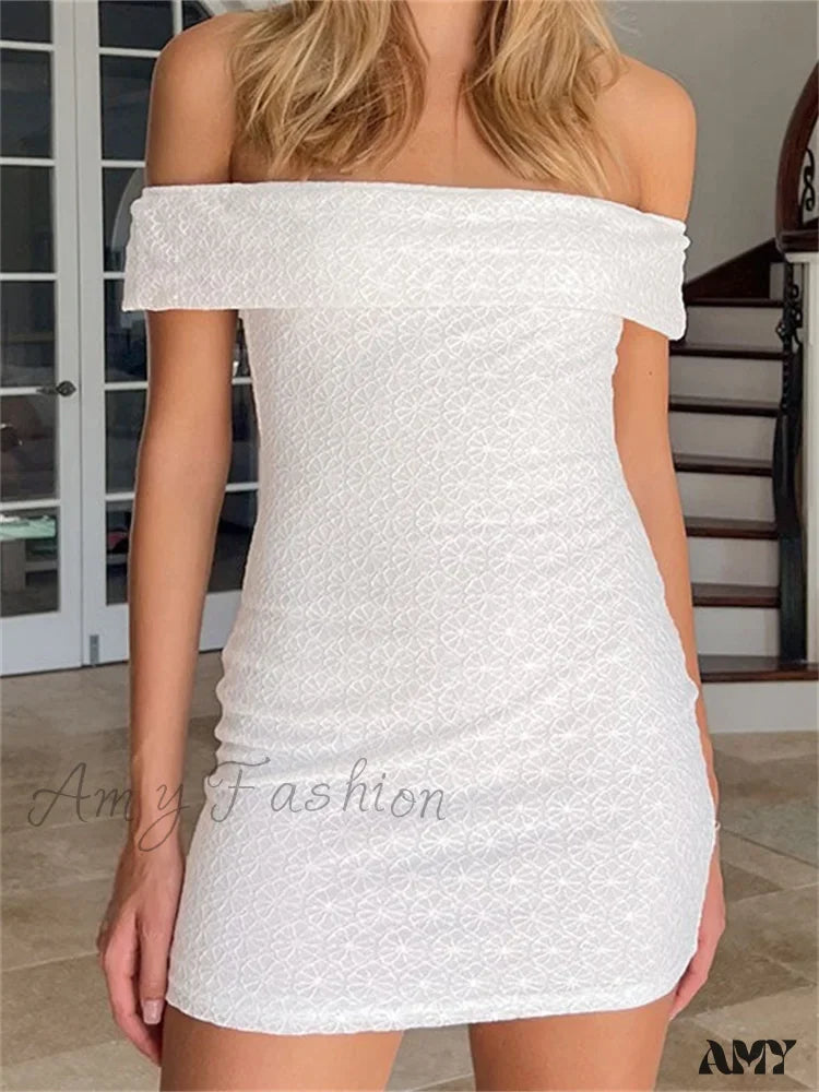 Amy Fashion - Elegant Summer Party Sleeve Off Shoulder Mini Dress Fashionable Mini Dress with Frills Amy Fashion - Elegant Summer Party Sleeve Off Shoulder Mini Dress Fashionable Mini Dress with Frills