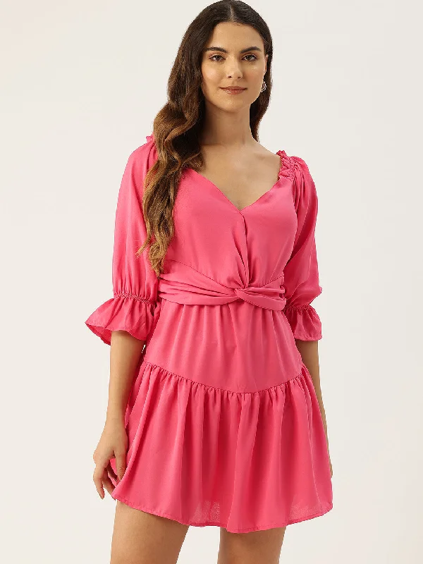 Smocked Fit & Flare Mini Dress Elegant Satin Mini Dress