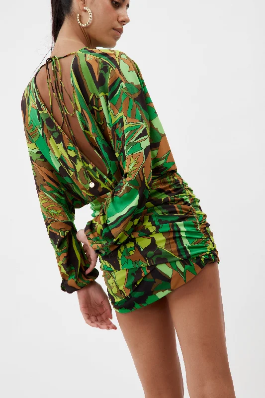 Lucy Emerald Jungle Mini Dress Stylish Plaid Mini Dress
