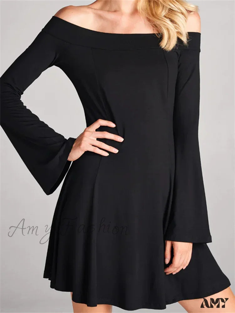 Amy Fashion - Elegant Off Shoulder Solid Color Long Sleeve Party Mini Dress Classic Floral Print Mini Dress Amy Fashion - Elegant Off Shoulder Solid Color Long Sleeve Party Mini Dress Classic Floral Print Mini Dress