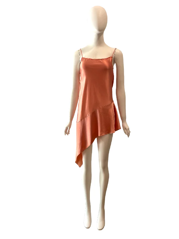 1990's Dolce & Gabbana Coral Pink Satin Asymmetrical Mini Dress Trendy Off-Shoulder Dress Mini 1990's Dolce & Gabbana Coral Pink Satin Asymmetrical Mini Dress Trendy Off-Shoulder Dress Mini