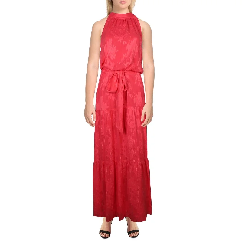 Womens Full Length Belted Halter Dress Tunics Recommended stylist