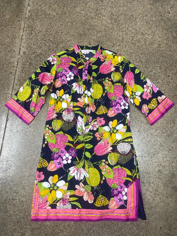 Dress Casual Short By Trina Turk In Floral Print, Size:L Tunics Formal black