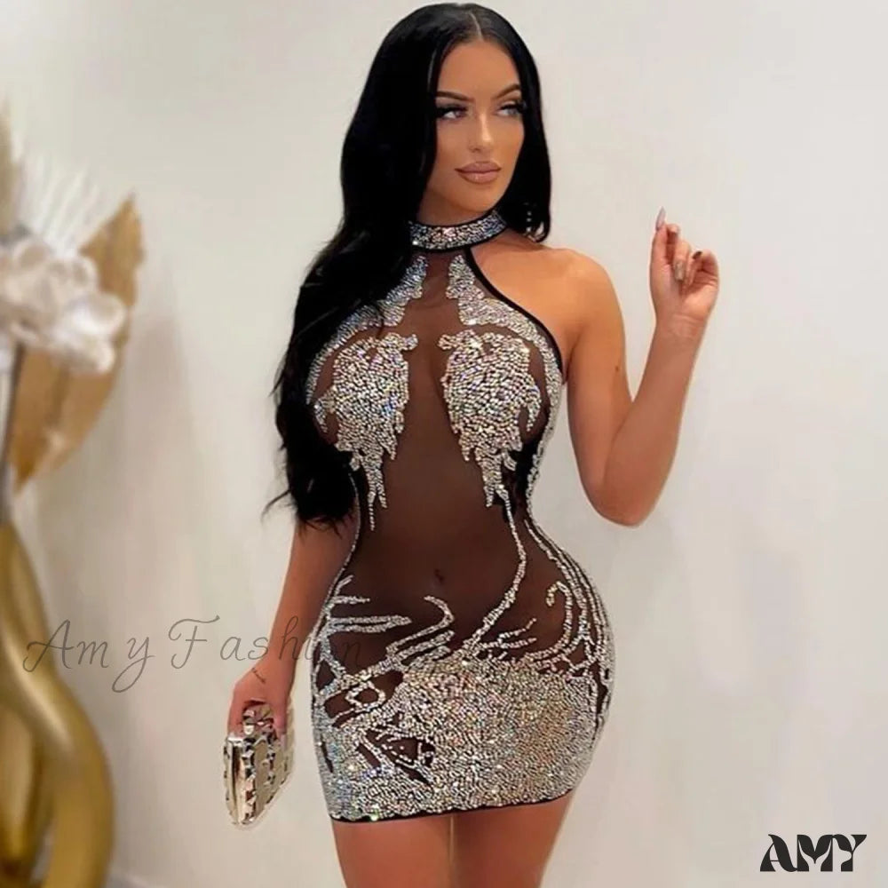 Amy Fashion - Sexy Mesh Rhinestone Short Prom Evening Mini Dress Cozy Cotton Mini Dress Amy Fashion - Sexy Mesh Rhinestone Short Prom Evening Mini Dress Cozy Cotton Mini Dress