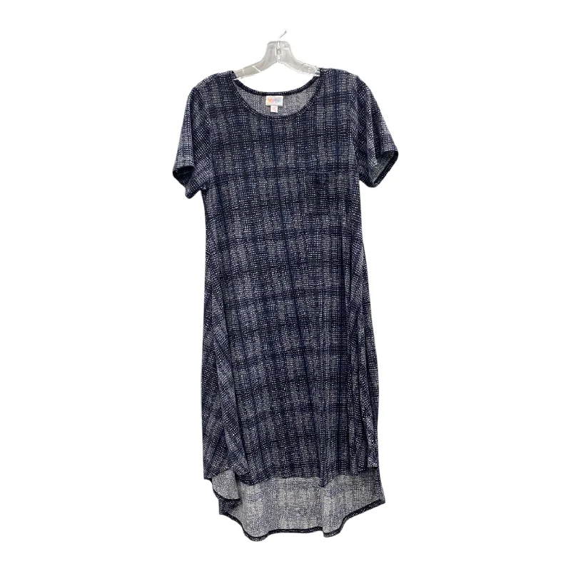 Dress Casual Midi By Lularoe In Blue & Grey, Size:S Off-the-shoulder Chic Trendy