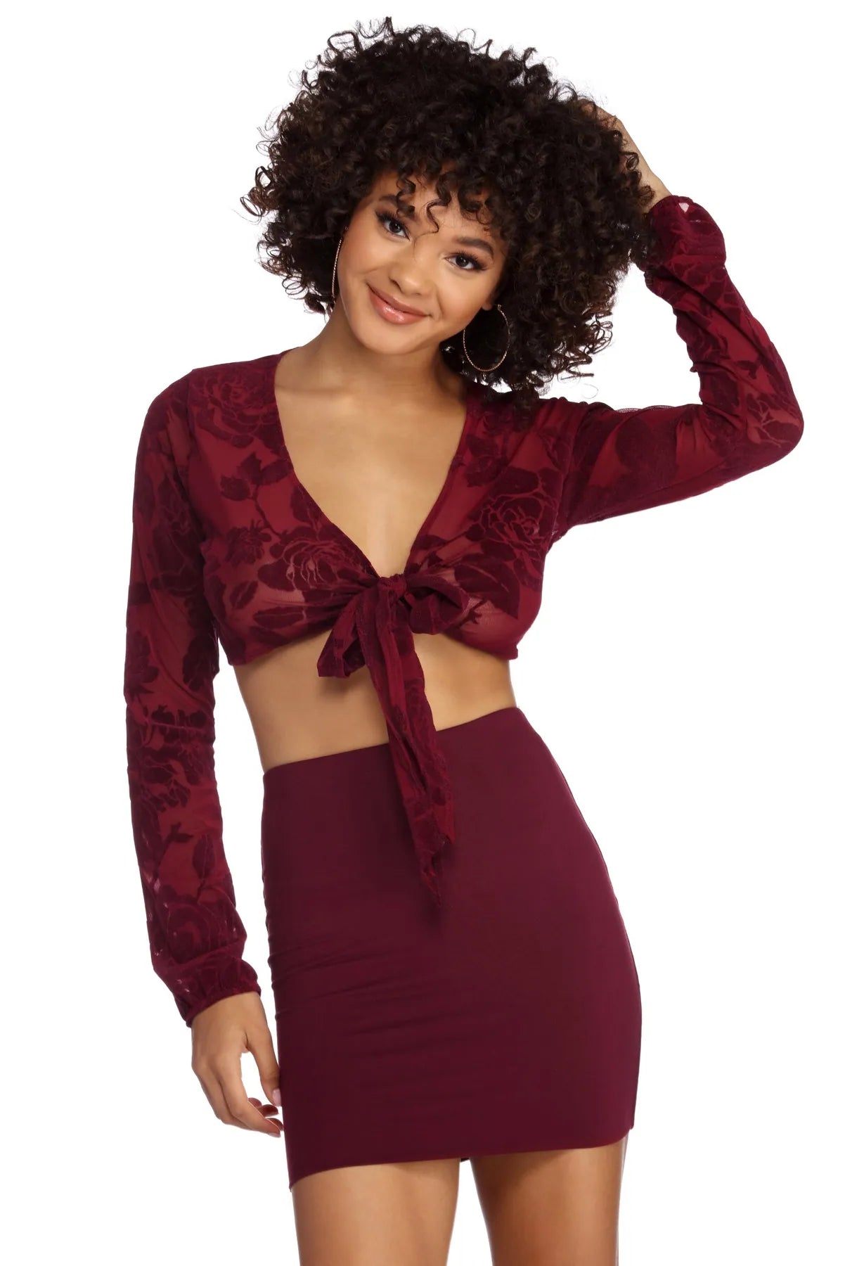 Anything Tie Front Crop Top Layered Multi-layer Single Layer