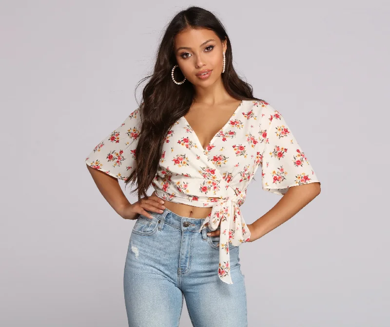 Wrapped In Florals Crop Top Jersey Fabric Tulle Fabric Batik Fabric