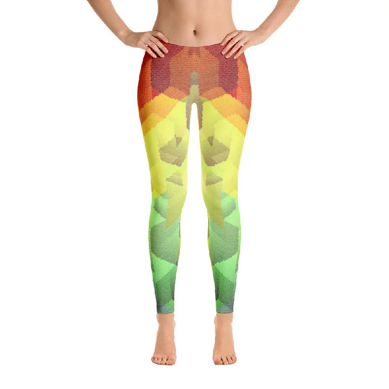 Rainbow Iguana Handsewn Leggings Comfortable Yoga Tights Leggings