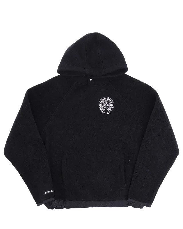 Horseshoe Logo Fleece Hoodie Hoodie with Velcro Closure Adjustable Secure