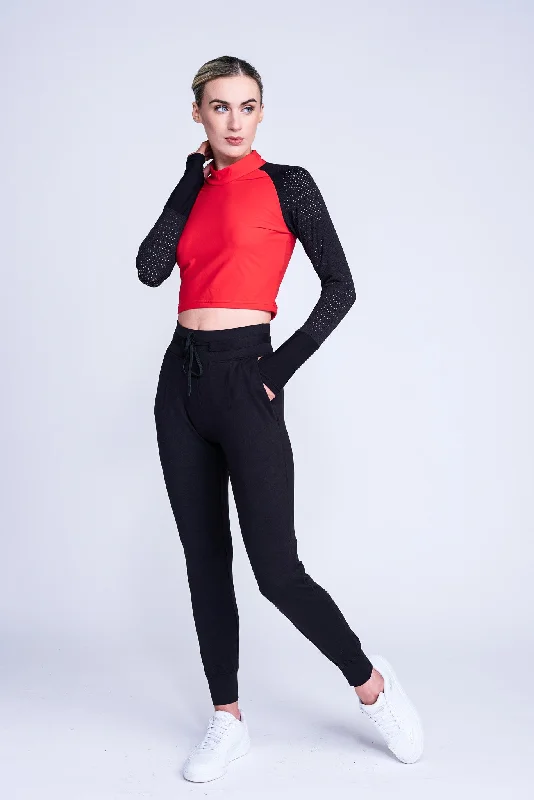 Inspire Crop Top in Red Polka Dot Checkered Tartan