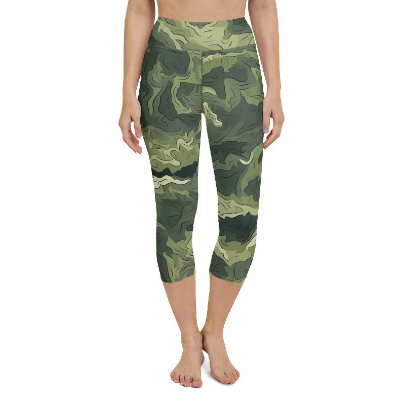 Mossy Grounds Organic Woodland Yoga Capri Leggings Trendy Spandex Leggings