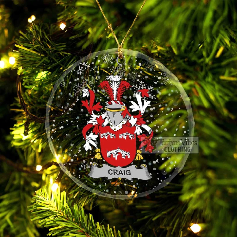Craig Irish Clan Christmas Glass Ornament with Coat of Arms Boat Shawl Notched