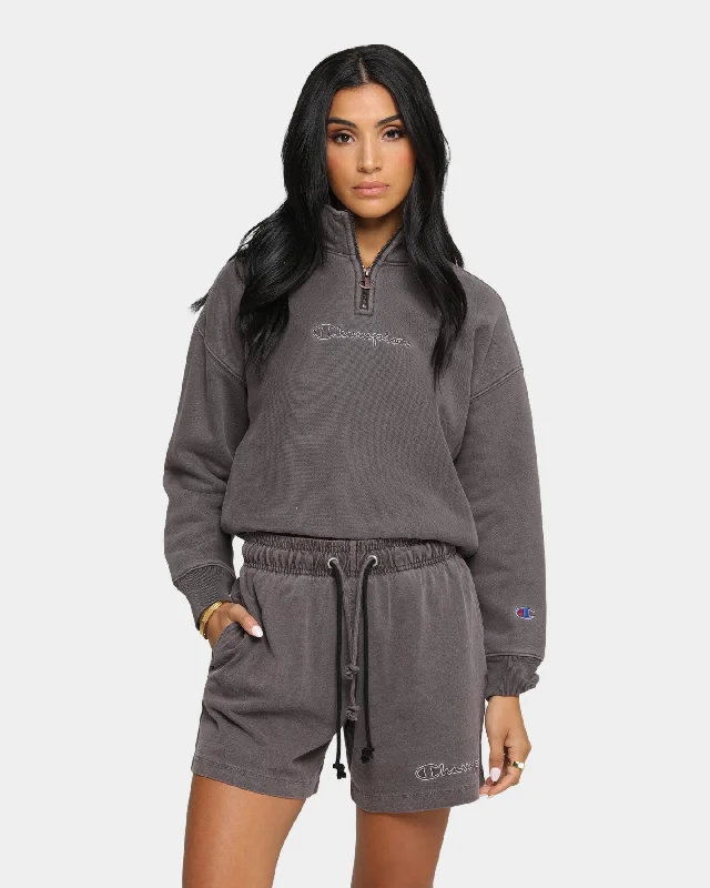 Champion Rev Weave Garment Dye Quarter Zip Pullover Lady Brunette Cap Sleeve Casual