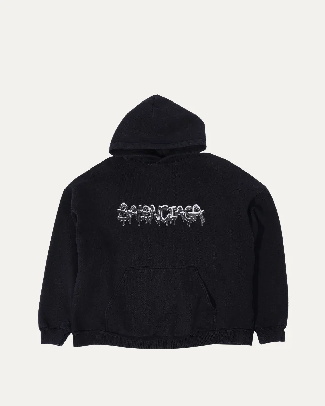 Liquid Logo Hoodie Hoodie Dress Longline Feminine