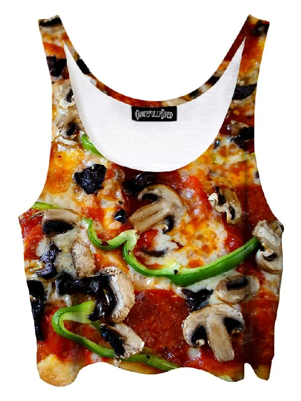 Pizza Supreme Foodie Crop Top Ribbed Crop Top High Neck Heavyweight