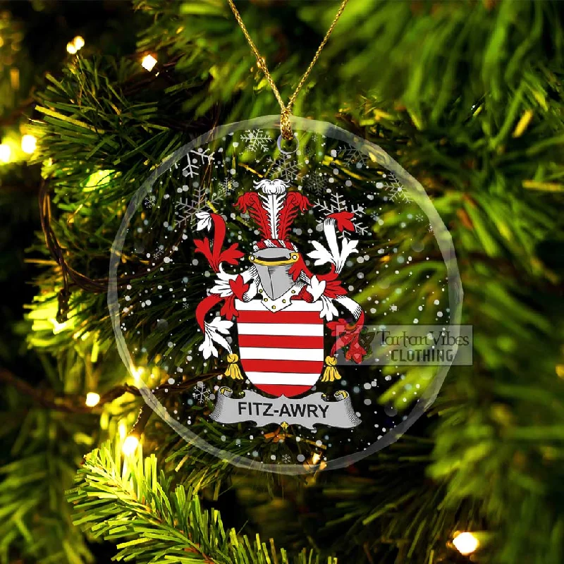 Fitz-Awry Irish Clan Christmas Glass Ornament with Coat of Arms Pleated Ruffled tiered