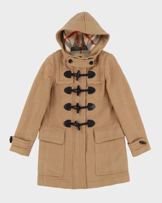 Burberry Brit Beige Wool Duffel Coat - XXS Faux Fur Real Fur Shearling