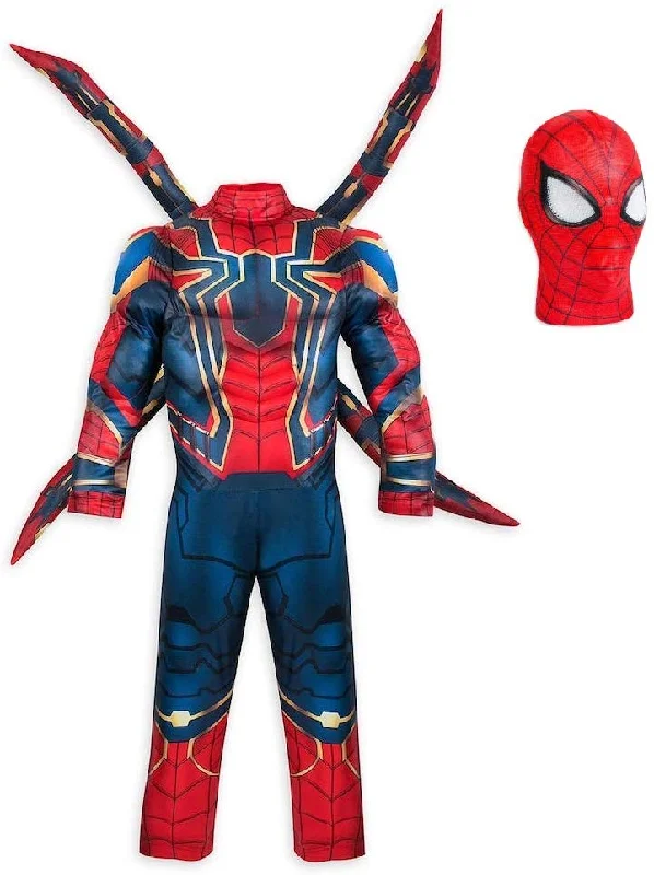 Iron Spiderman Dress with Pullover mask and wings Wrist Length Sleeve
