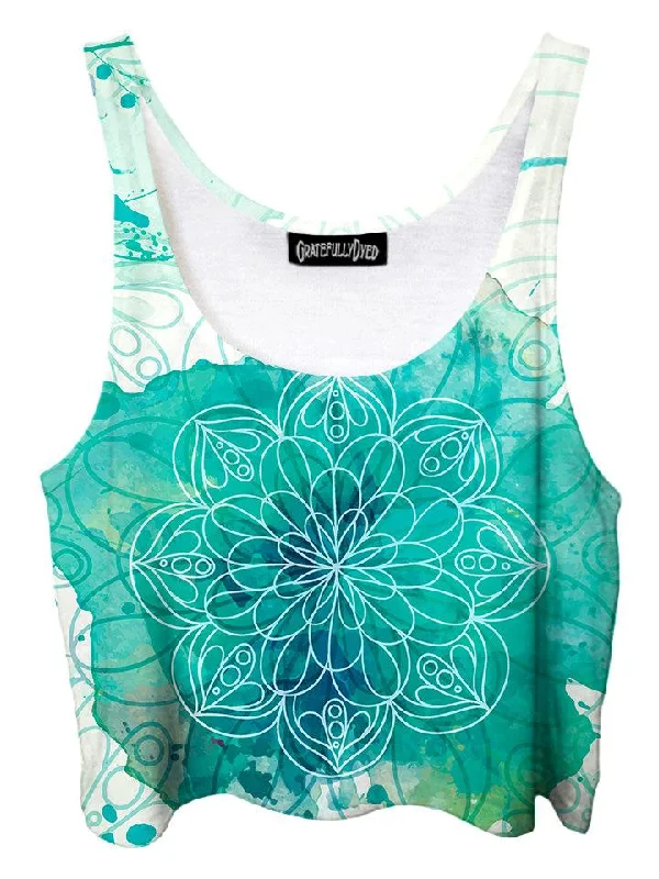 Mandala Splotches Watercolor Sacred Geometry Crop Top Cozy Warm Stylish