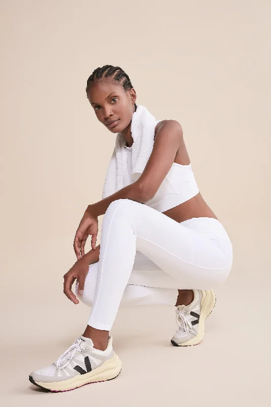 Upfit Tule Power White Long Leggings Comfortable Slip-On Compression Leggings