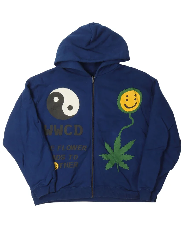 "Earth First" Zip Up Hoodie Hoodie with Hem Drawcord Adjustable Customizable