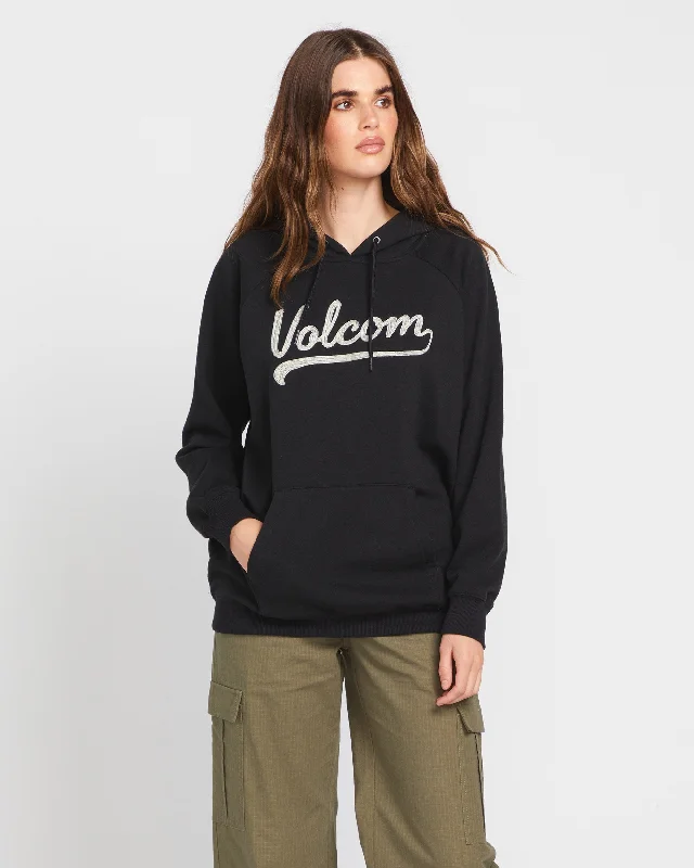Truly Stoked Boyfriend Pullover Hoodie - Black High Neck Pullover