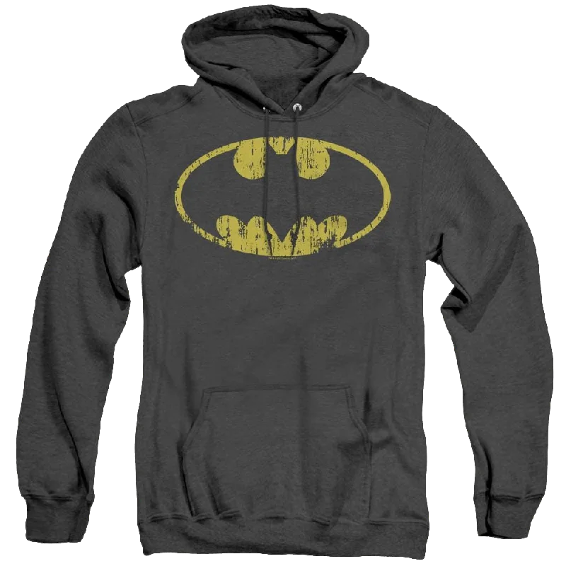 Dc Batman Classic Logo Distressed - Heather Pullover Hoodie Leg Sleeve Comfort