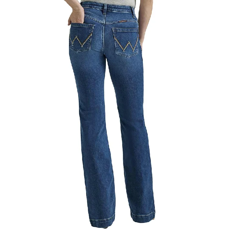 Wrangler Women's Ultimate Riding Mid Rise Willow Trouser Jeans Trousers Bridal Satin