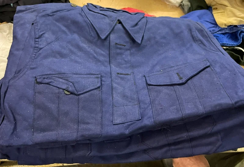 Vintage Swedish Working Man's Twill Pullover Work Shirt Halter Neck Top