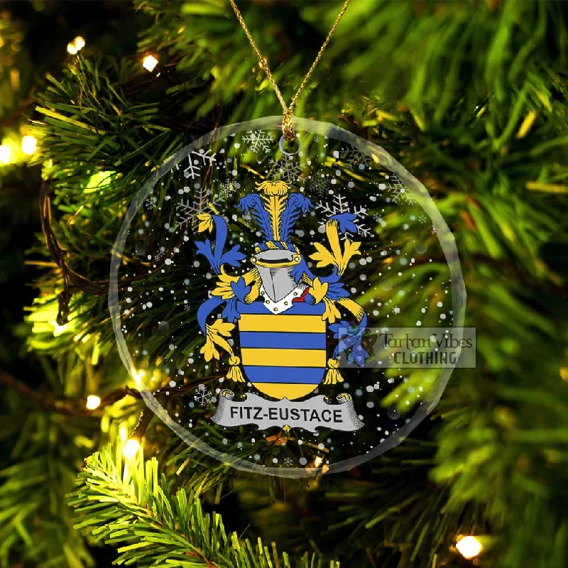 Fitz-Eustace Irish Clan Christmas Glass Ornament with Coat of Arms Solid Print Jacquard