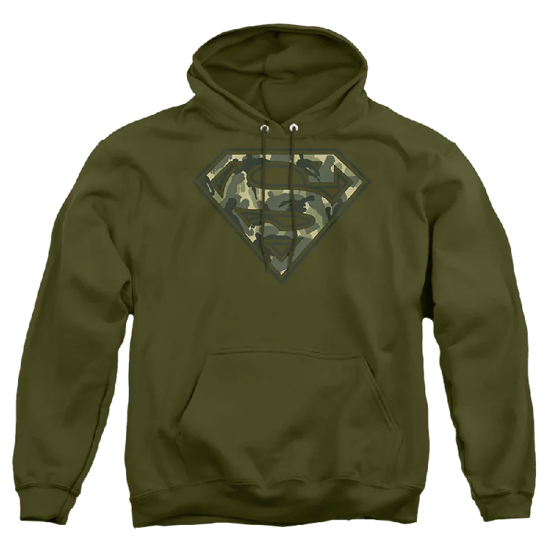 Superman Super Camo - Pullover Hoodie Faux Fur Trim