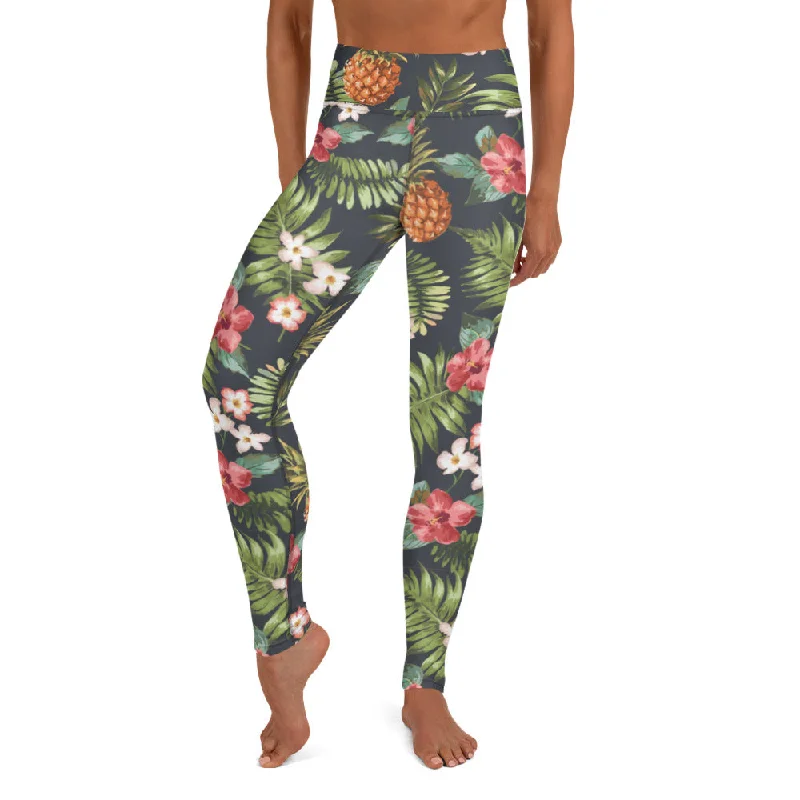 Hawaiian Print Yoga Leggings Stylish Stretch Pants Leggings