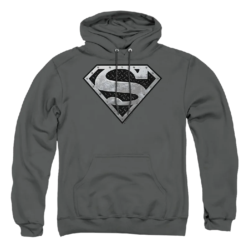 Superman Super Metallic Shield - Pullover Hoodie Crew Neck Wool