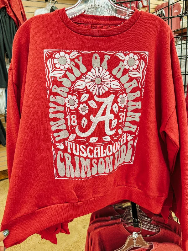Alabama Crimson Red Sweatshirt Zip Hoodie Drawstring Kangaroo Pocket