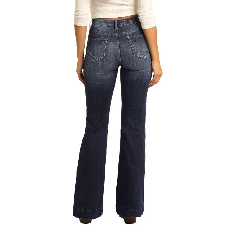 Rock & Roll Denim Women's High Rise Trouser Jean Trousers Formal Black