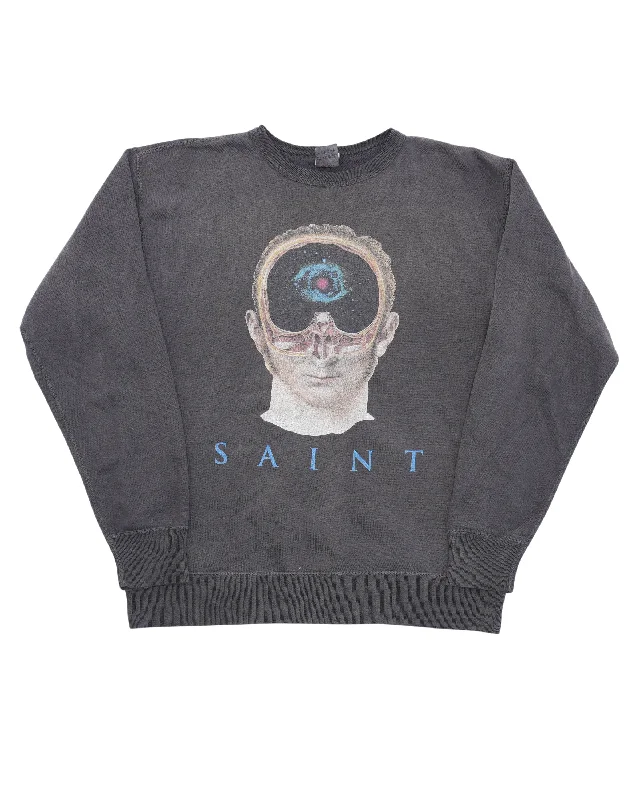 Face Crewneck Sweatshirt Hoodie with Ribbed Cuffs Snug Fit Comfort