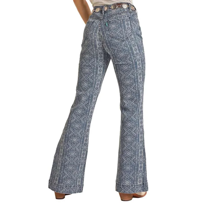 Hooey Women's Aztec Print High Rise Trouser Jeans Trousers chic elegant