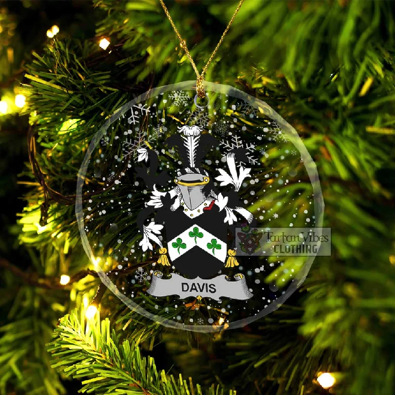 Davis Irish Clan Christmas Glass Ornament with Coat of Arms Parka Down Jacket Wool Coat
