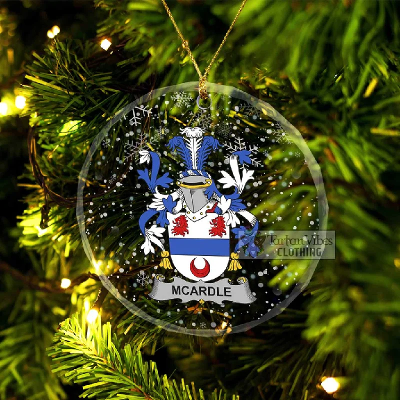 McArdle Irish Clan Christmas Glass Ornament with Coat of Arms Trench Wool Cashmere