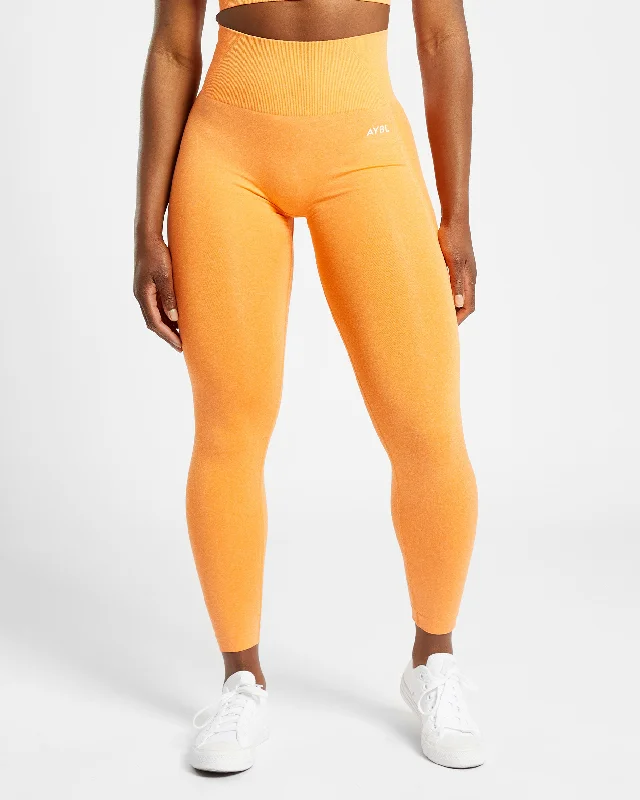 Empower Seamless Leggings - Orange Marl Stylish Colorful Activewear Leggings