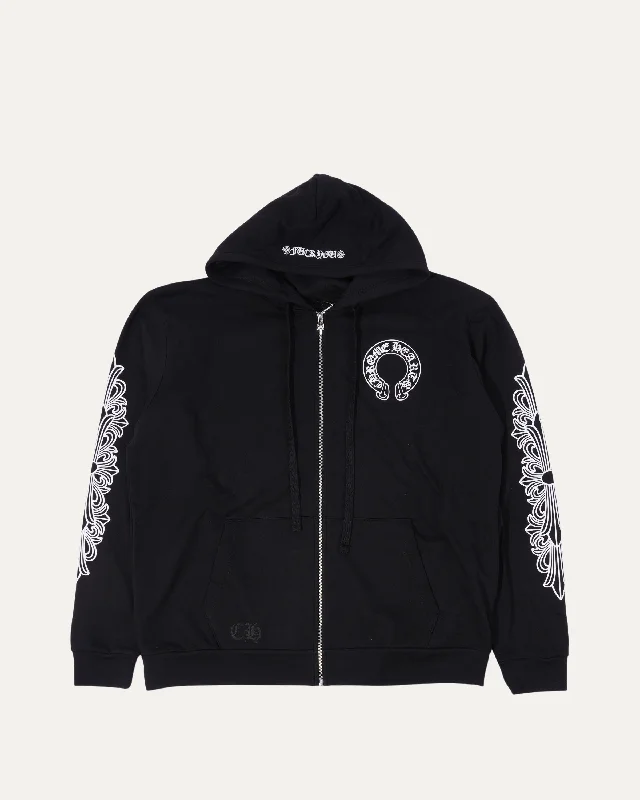 Horseshoe Logo Zip-Up Hoodie Hoodie with Patch Decorative Personalized