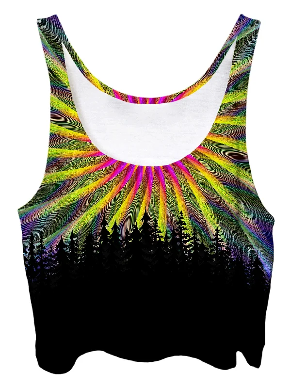 Light Fractal Mandala Forest Crop Top Nylon Fabric Polyester Fabric Spandex Fabric