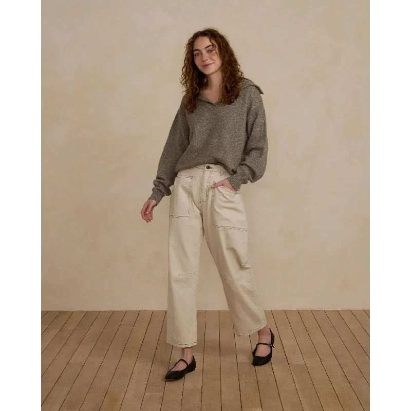 Rylee and Cru Heathered Laurel Cash Women Pullover Puff Sleeve Stylish