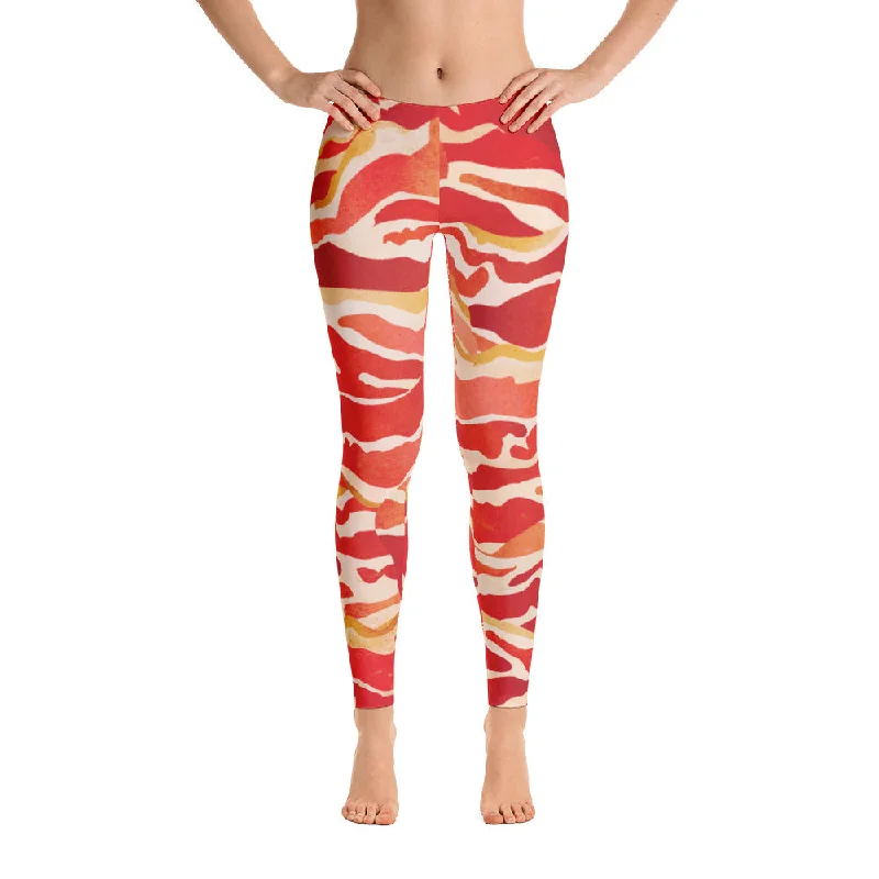 Bacon Handsewn Leggings Trendy Side-Pocket Leggings