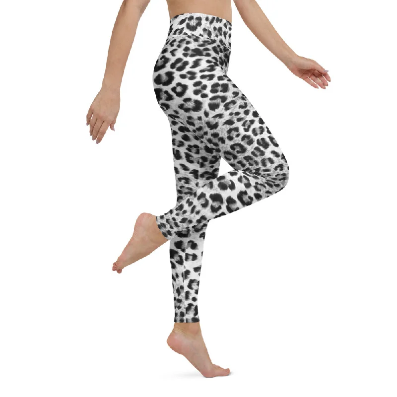 Snow Leopard Yoga Leggings Trendy Side-Pocket Leggings